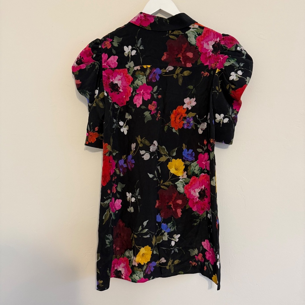 Alice + Olivia Womens Jem Puff Sleeve Multicolor Floral Shirtdress Small - Picture 3 of 12